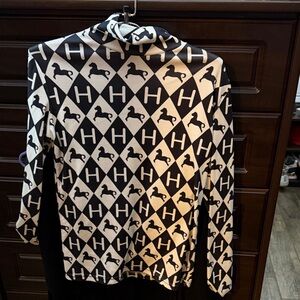 Black and White Patterned Long Sleeve Top